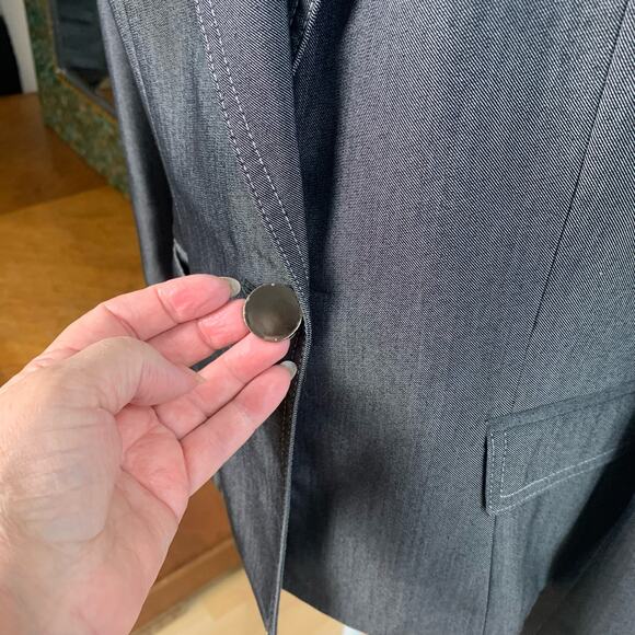 Suit Studio Size 14 Women's One Button Blazer Jacket Gray Career Classic - Picture 6 of 11